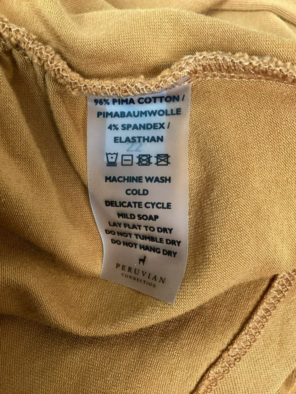 Peruvian Connection Pima Cotton Ruched Waist Top Women Medium Butterscotch - Picture 8 of 8